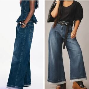 Pilcro Women Jeans, Anthropologie Emory Pleated High-Rise Wide Leg Jeans, Sz 31P